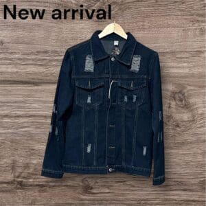 Zenick Shredded-Jean Jacket (Dark Blue) Free shipping